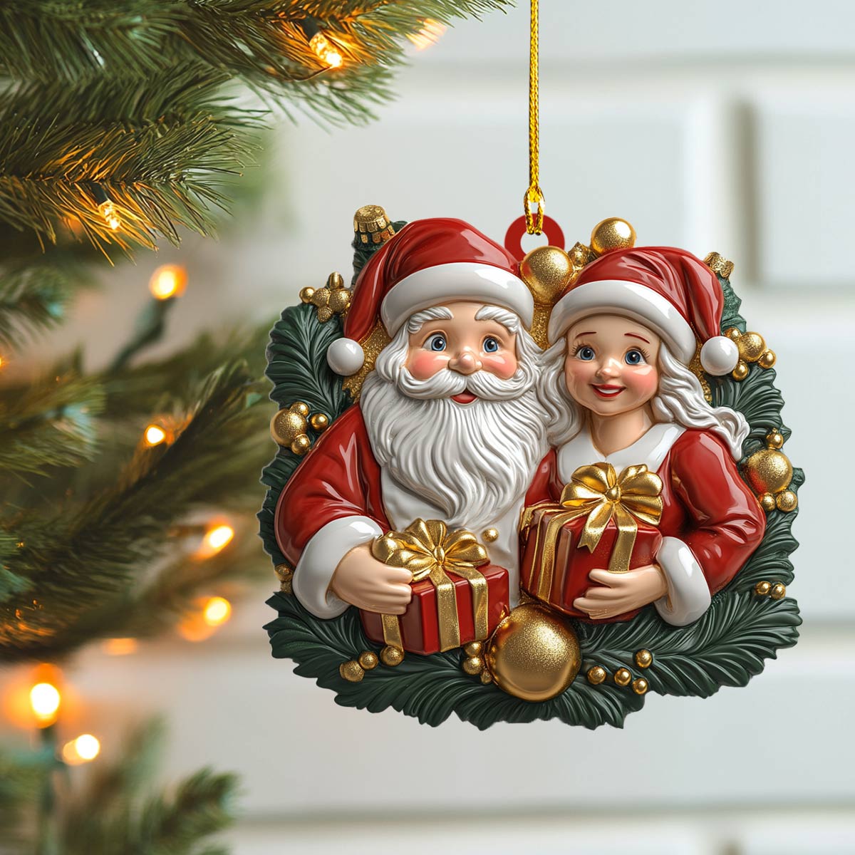 Shineful 2D Acrylic Ornament Jolly Claus Couple