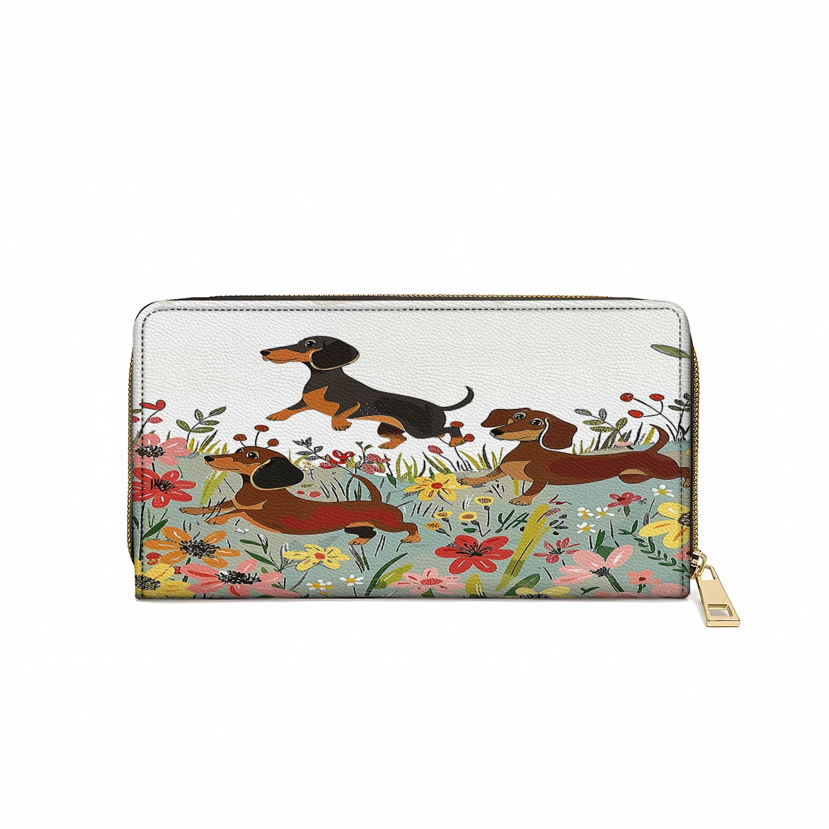 Shineful Leather Clutch Purse With Wristlet Strap Handle Dachshund Delight