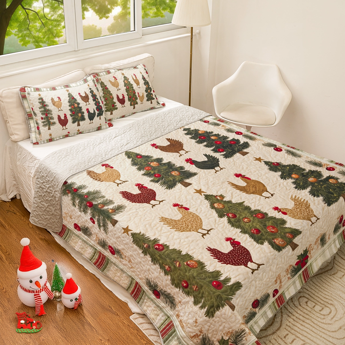 Shineful All Season Quilt 3-Piece Set Chicken Cluckmas Cheer