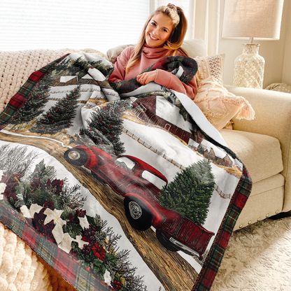 Shineful Fleece Blanket Christmas Truck