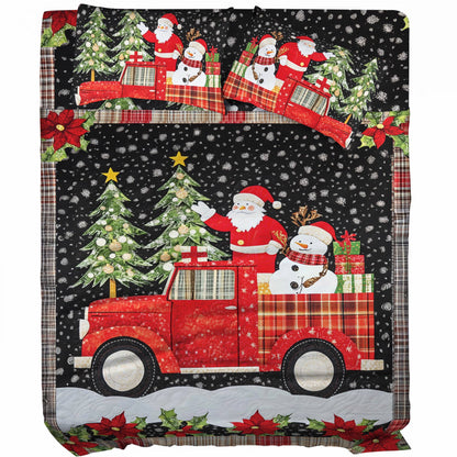 Shineful 4-Piece Bed Sheet Set Santa Claus