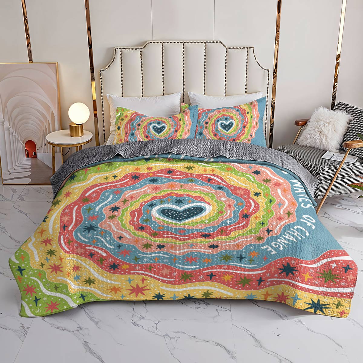 Shineful All Season Quilt 3-Piece Set The Waves