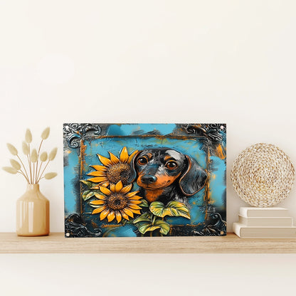 Shineful 2D Metal Sign Sunflower Dachshund Delight