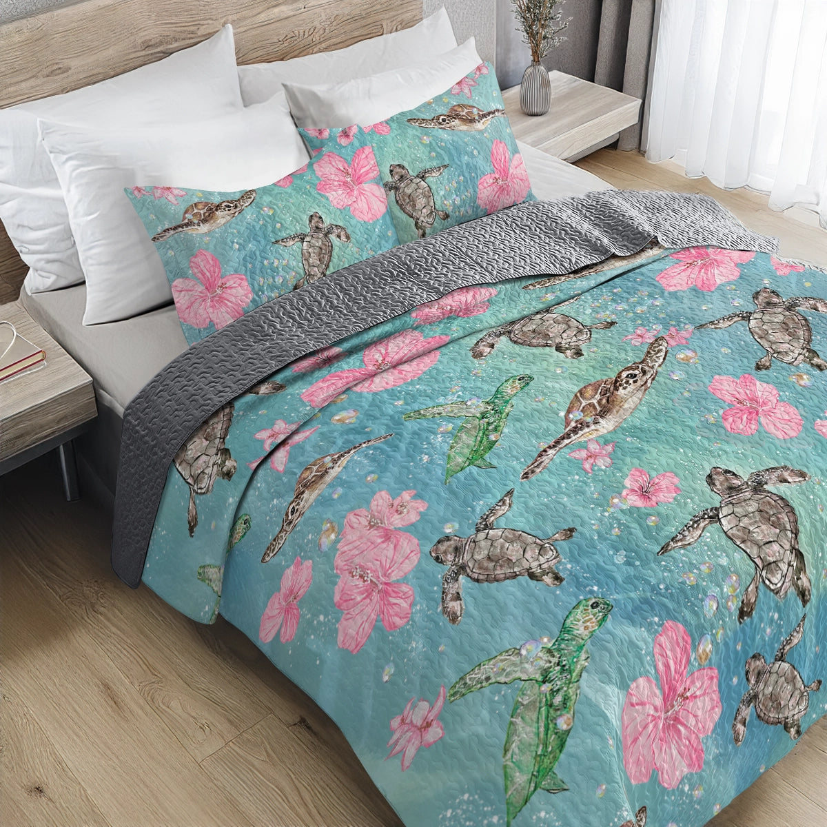 Shineful All Season Quilt 3-Piece Set - Sea Turtle Freedom