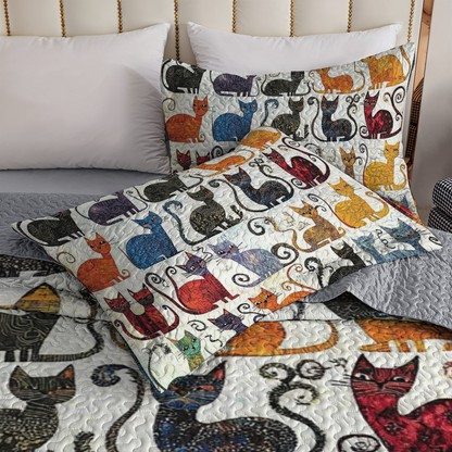 Shineful All Season Quilt 3-Piece Set - Purrfectly Playful Cats