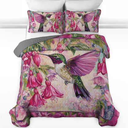 Shineful All Season Quilt 3-Piece Set Hummingbird Blossom