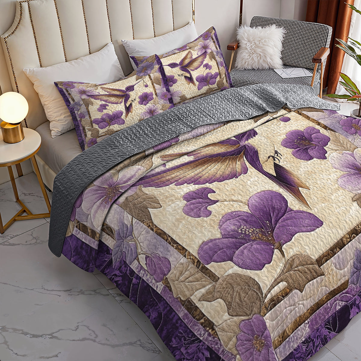 Shineful All Season Quilt 3-Piece Set Hummingbird Dreams