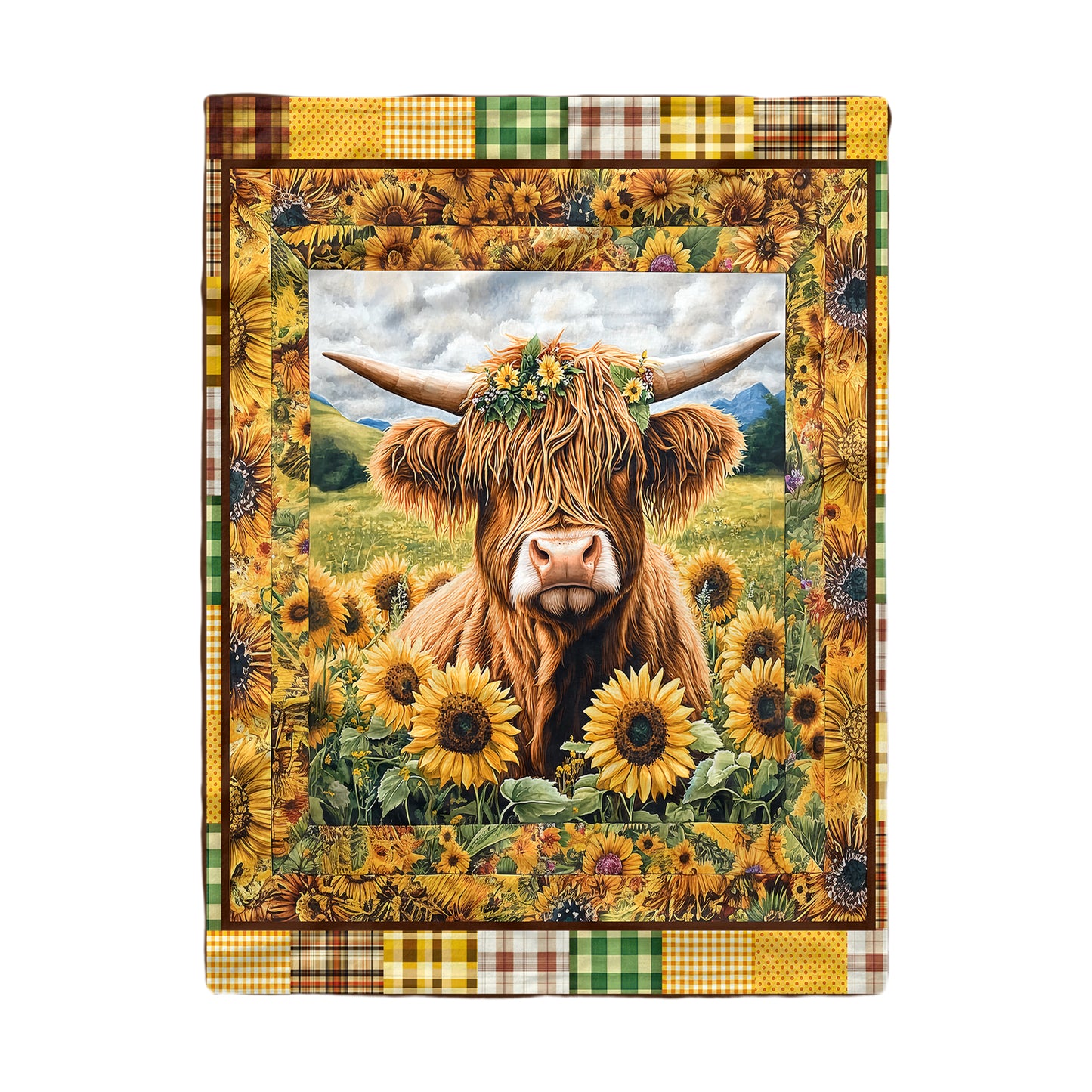 Shineful Fleece Blanket Rustic Highland Cow Farm Quilt