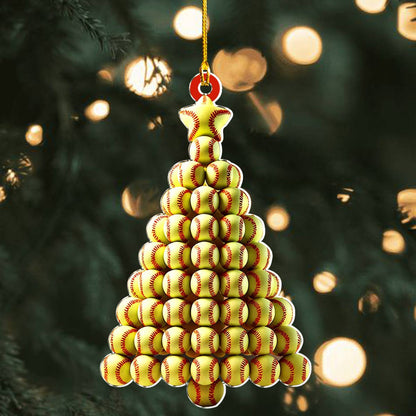 Shineful 2D Acrylic Ornament Softball Stack Christmas Tree