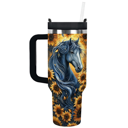 Shineful Tumbler Personalized Sunflower Spirit Horse