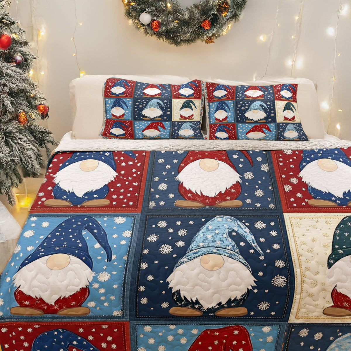 Shineful All Season Quilt 3-Piece Set Whimsical Gnomes