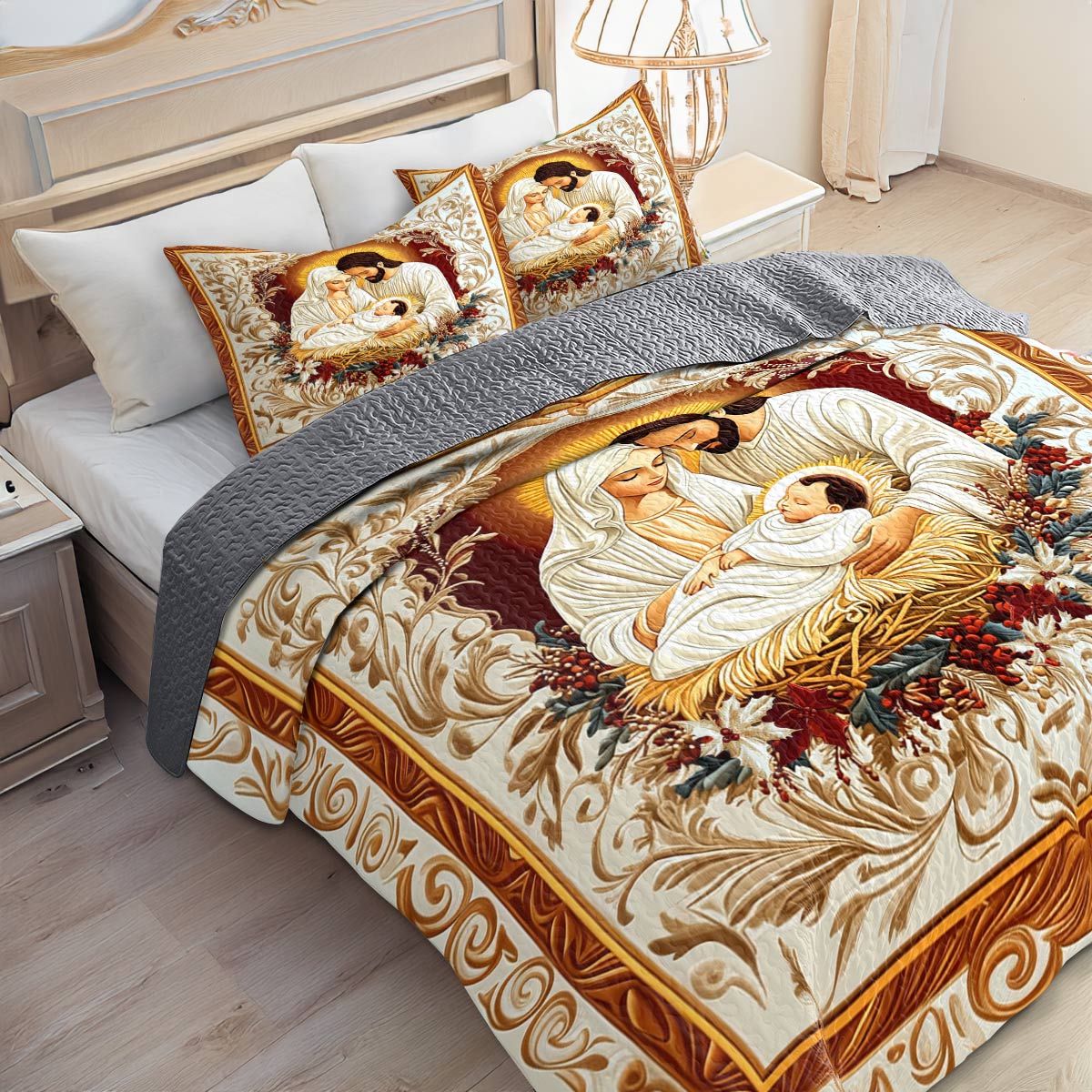 Shineful All Season Quilt 3-Piece Set Halo Nativity