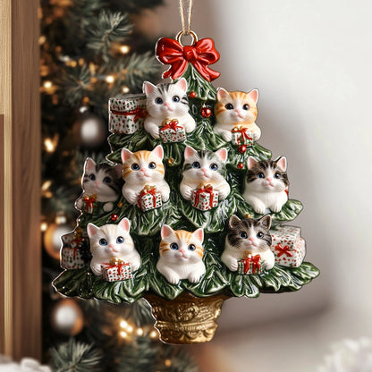 Shineful 2D Acrylic Ornament Kitten Christmas Tree