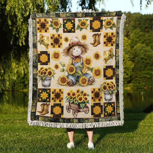 Shineful Woven Tapestry Throw Blanket Sunflower Peaceful Farmhouse