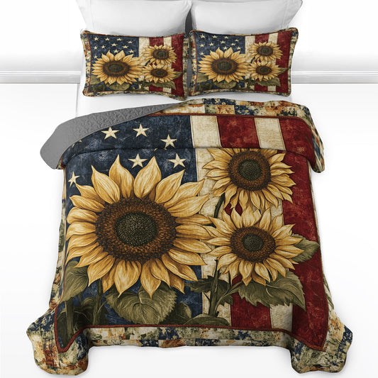 Shineful All Season Quilt 3-teiliges Set American Sunflower