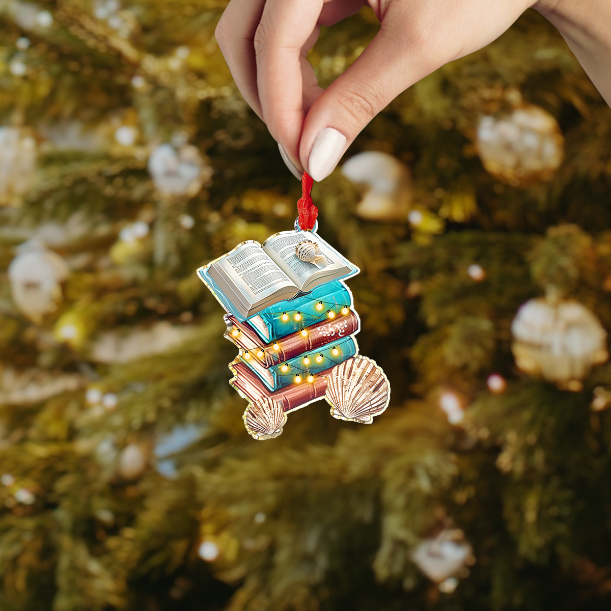 Shineful 2D Acrylic Ornament Beach Book Lovers