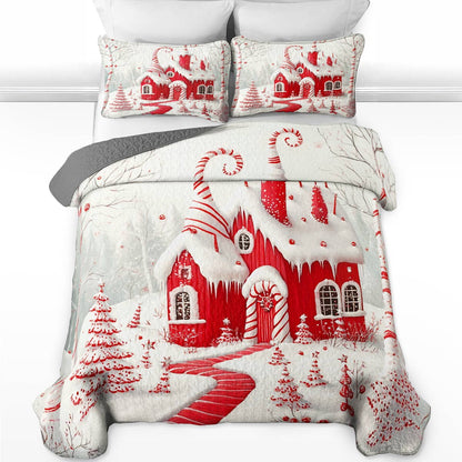 Shineful All Season Quilt 3-Piece Set Sweet House Christmas