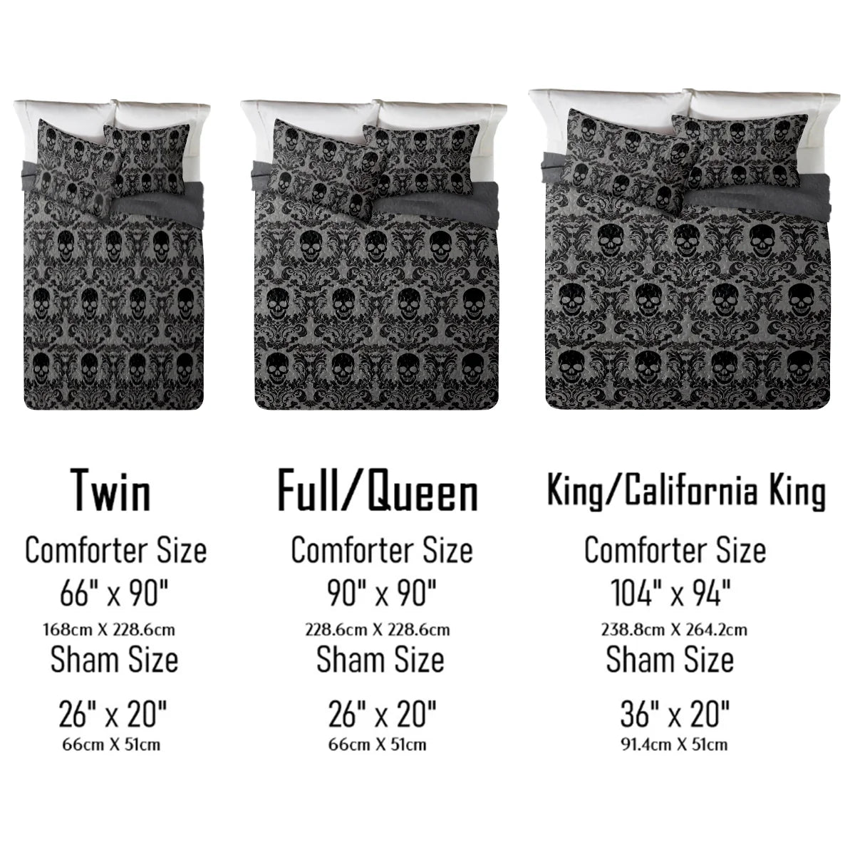 Shineful All Season Quilt 3-Piece Set - Victorian Skull Ornate