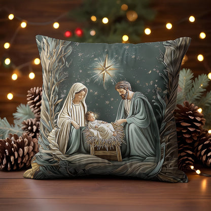 Shineful 2D Print Cushion Cover, Pillowcase, Pillows Covers - Divine Silent Night Nativity