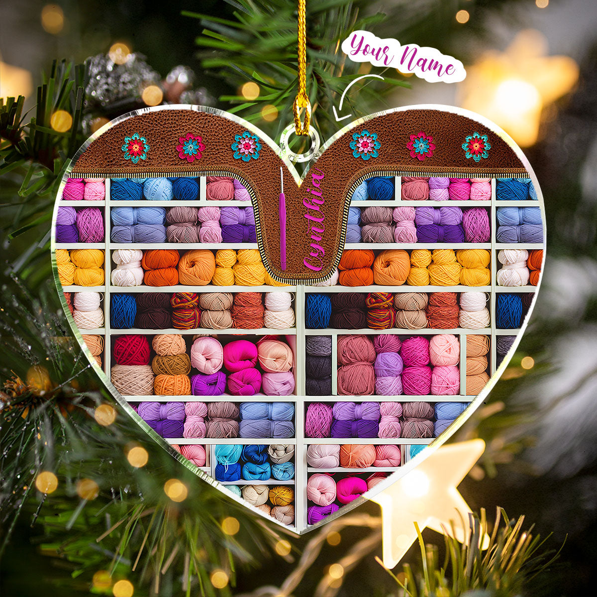 Shineful 2D Acrylic Ornament - Personalized Yarn Addict