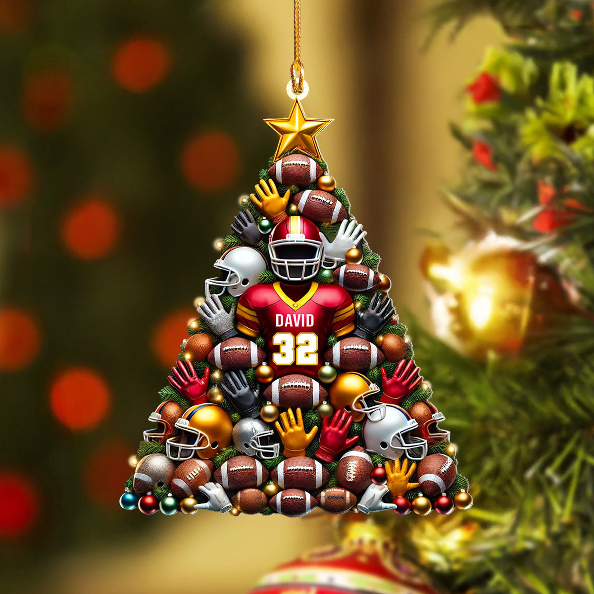 Shineful Personalized 2D Acrylic Ornament Football Christmas Spirit