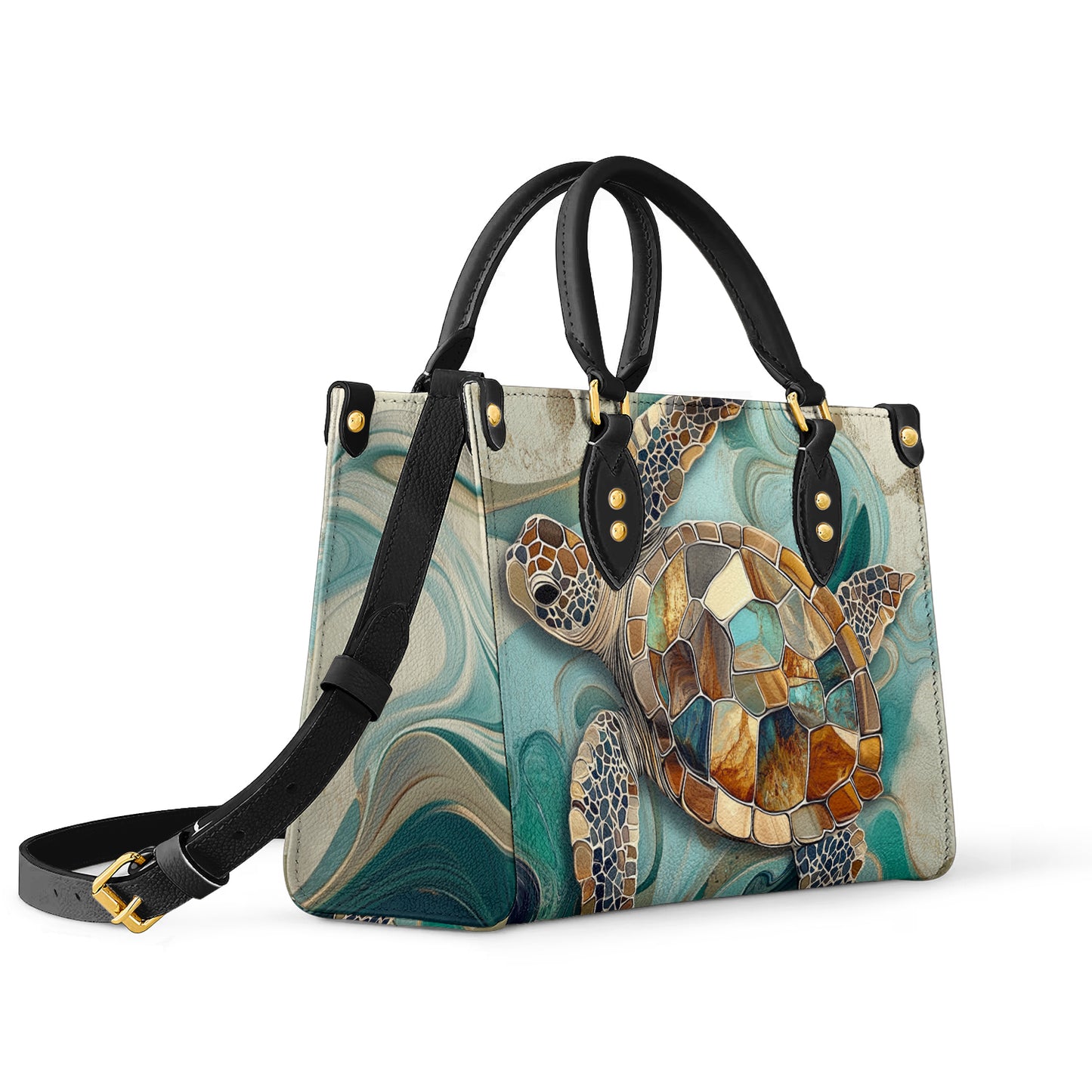 Glänzende Ledertasche Earthy Sea Turtle