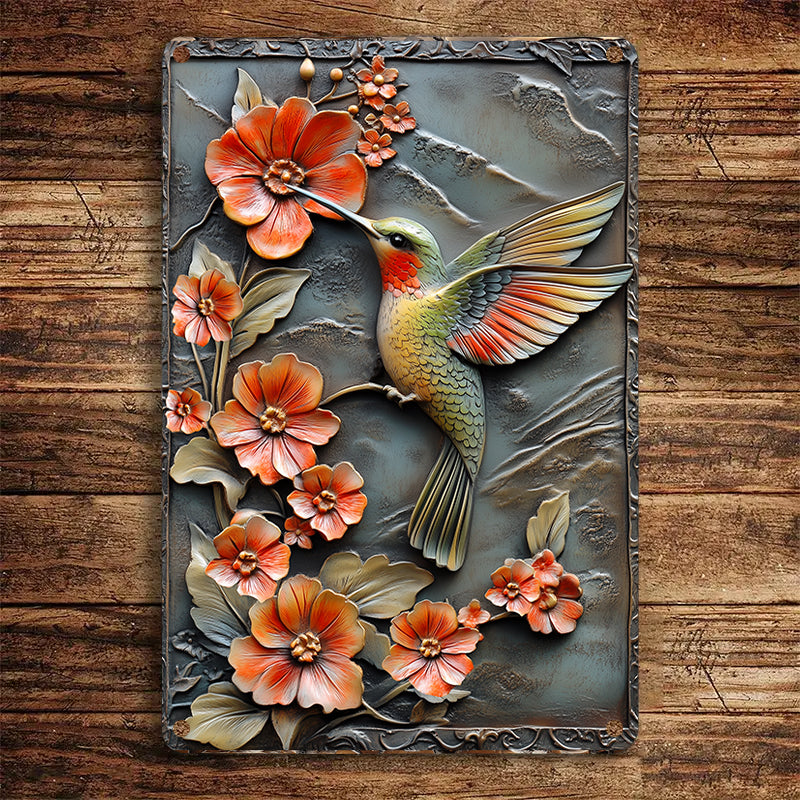 Shineful 2D Metal Sign Elegant Hummingbird