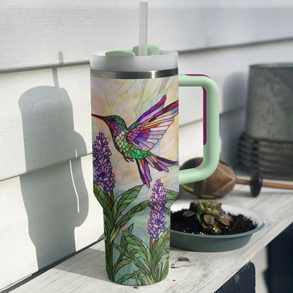 Shineful Tumbler Stained Glass Hummingbird