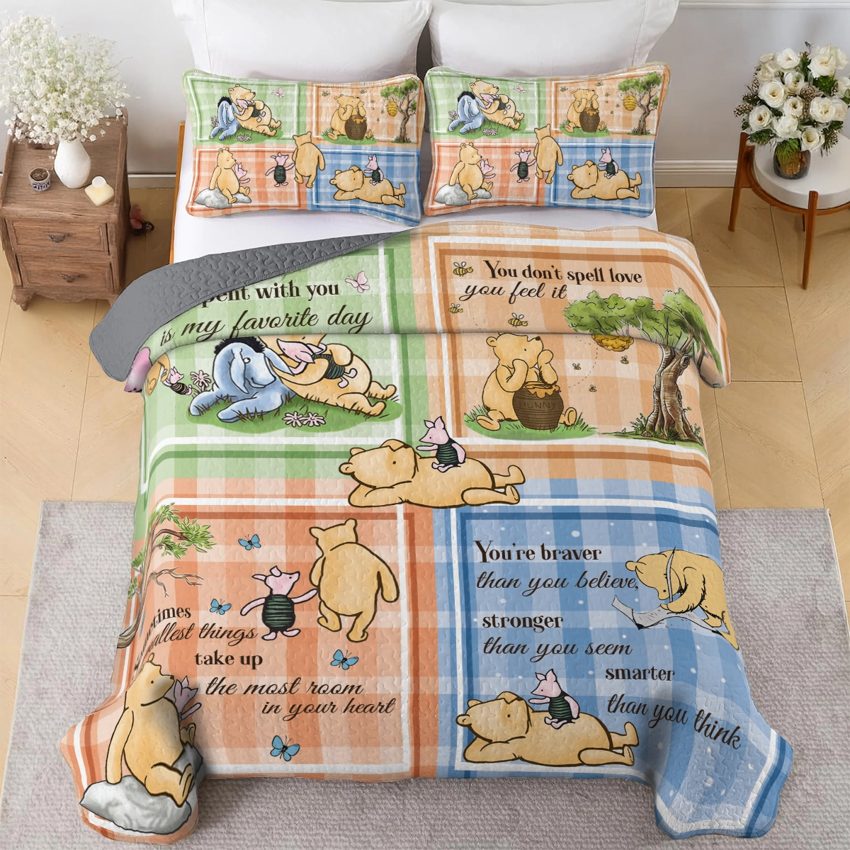 Shineful All Season Quilt 3-Piece Set Winnie the Pooh Patchwork Bliss