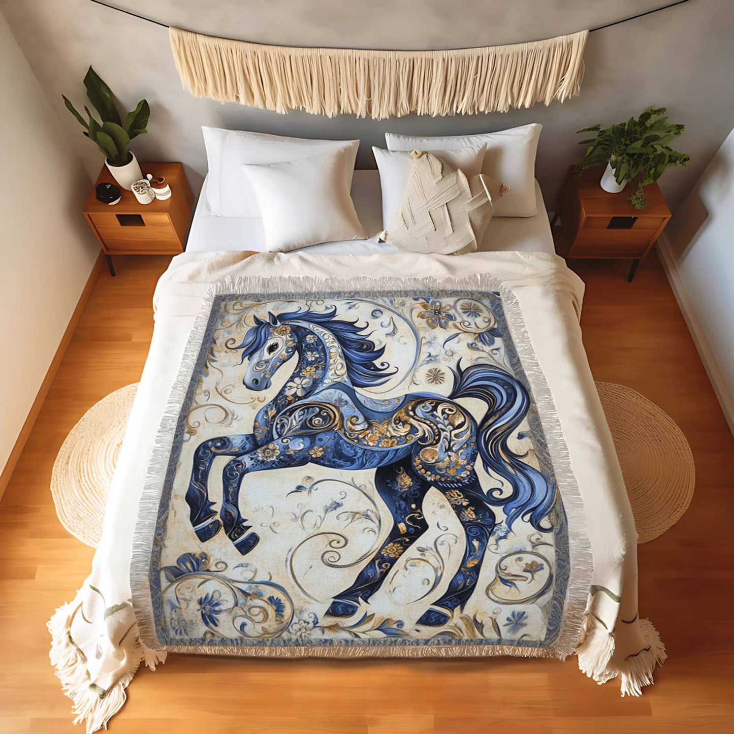 Shineful Woven Tapestry Throw Blanket Majestic Blues