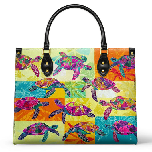 Glänzende Ledertasche Vibrant Sea Turtle Harmony