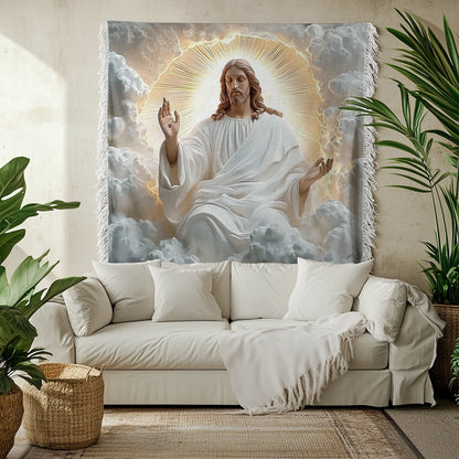 Shineful Woven Tapestry Throw Blanket Divine Light of Peace