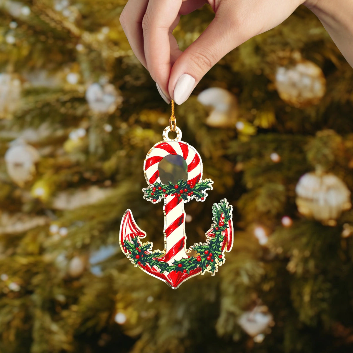 Shineful Acrylic Ornament Sailing Candy Cane Anchor