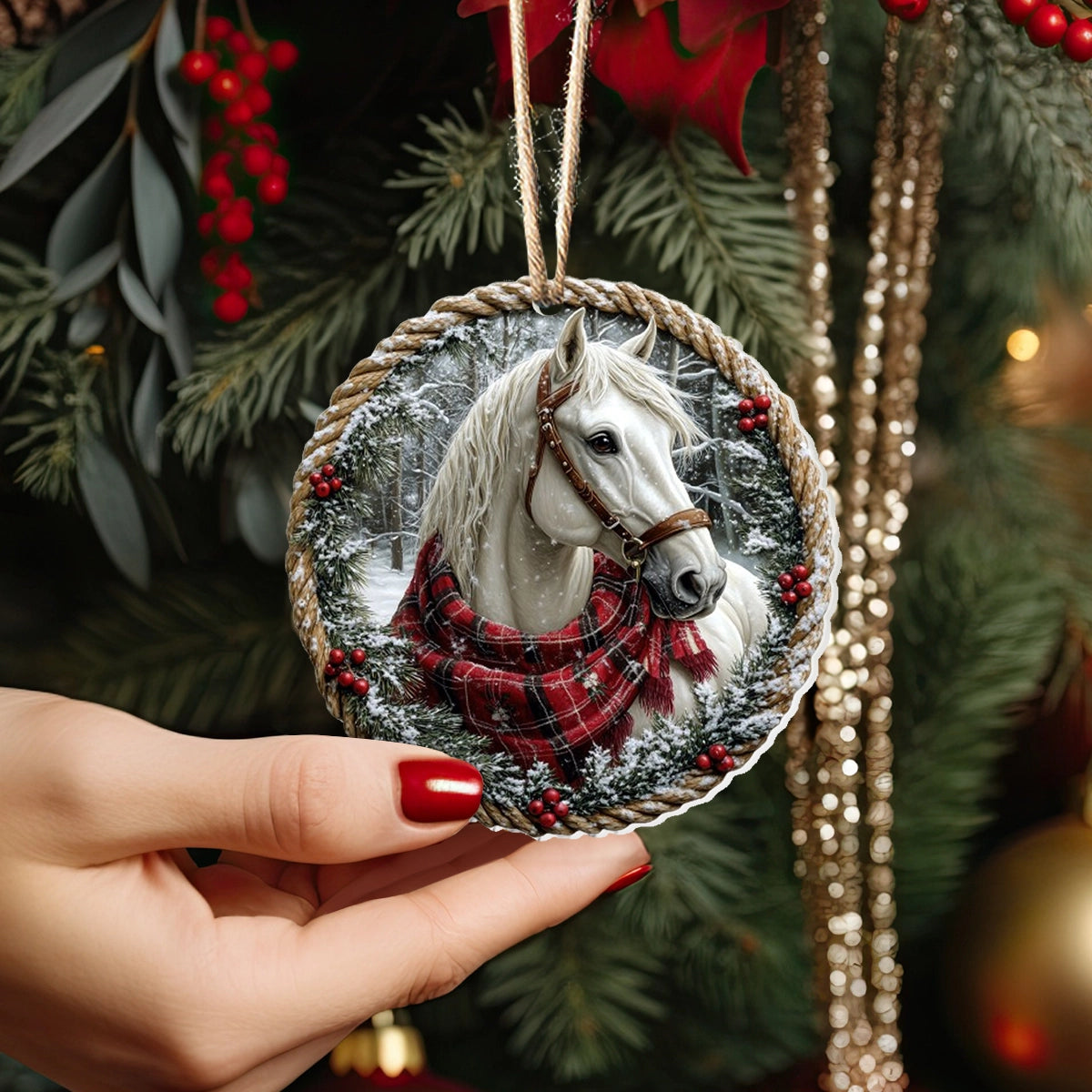 Shineful 2D Acrylic Ornament - White Horse in Winter