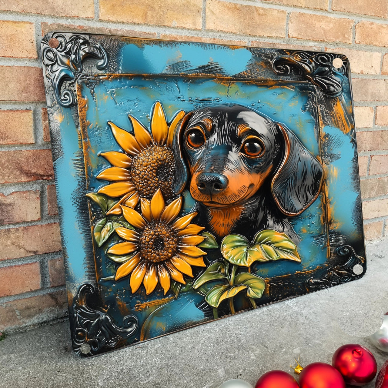 Shineful 2D Metal Sign Sunflower Dachshund Delight