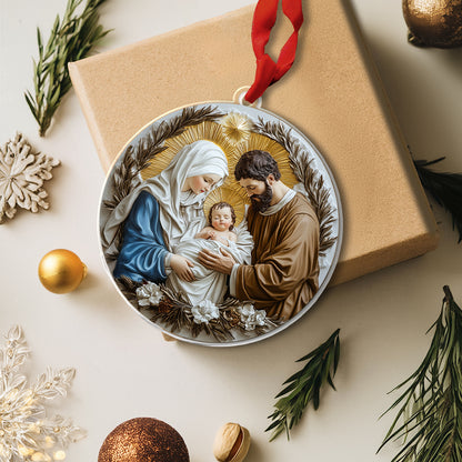 Glänzendes 2D-Ornament aus Acryl – Weihnachtskrippe der Heiligen Familie