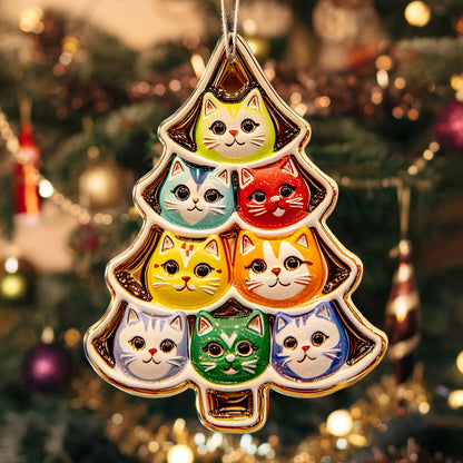 Shineful 2D Acrylic Ornament Colorful Kitty Tree