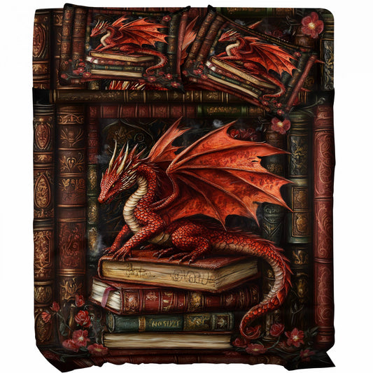 Shineful 4-Piece Bed Sheet Set Majestic Dragon Book