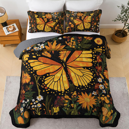 Shineful All Season Quilt 3-Piece Set Gogerous Monarch