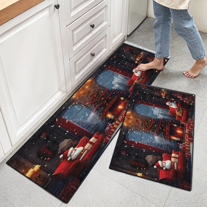 Tapis de sol antidérapant ultra fin Shineful, tapis de cuisine, cheminée douillette du Père Noël