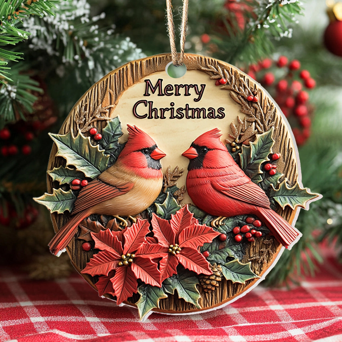 Shineful 2D Acrylic Ornament - Cardinal Couple Christmas Charm