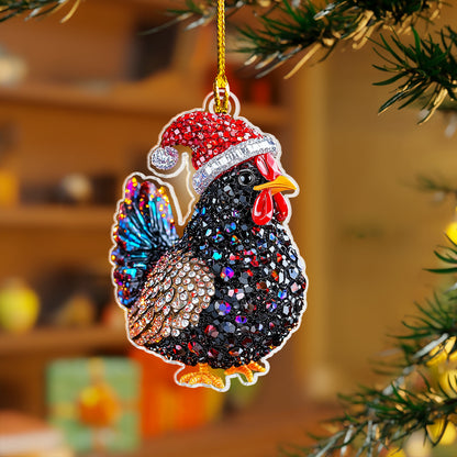 Shineful 2D Acrylic Ornament Twinkling Christmas Chicken Collection