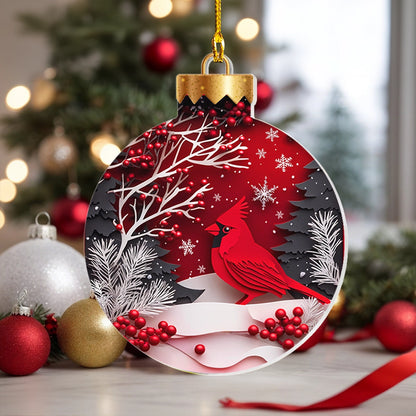 Shineful 2D Acrylic Ornament - Cardinal's Winter Whispers