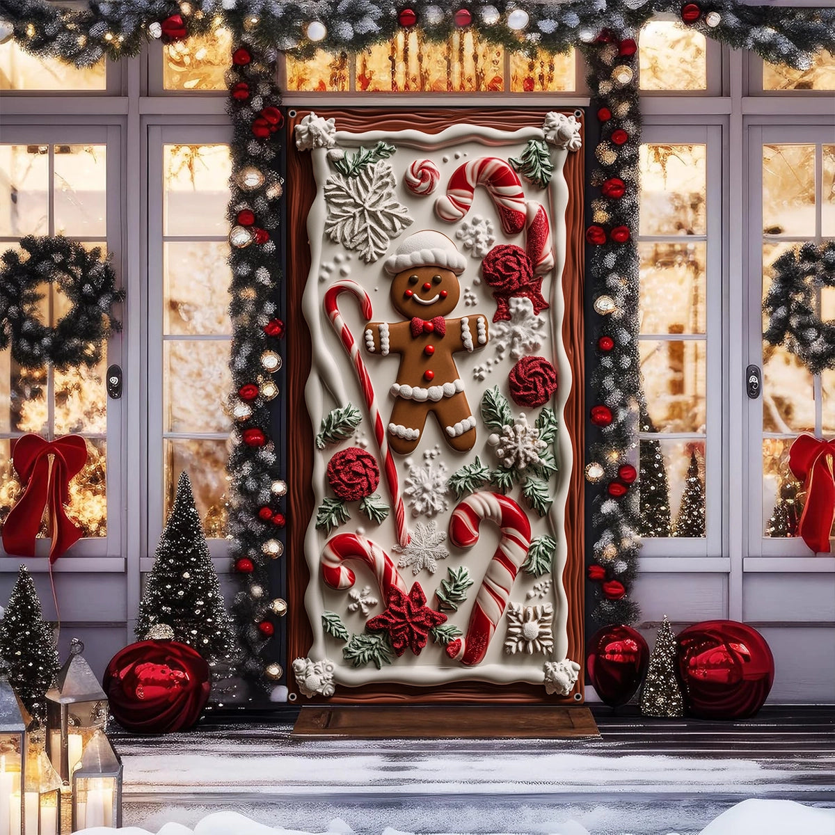 Shineful Door Cover Sweet Holiday Gingerbread Charm