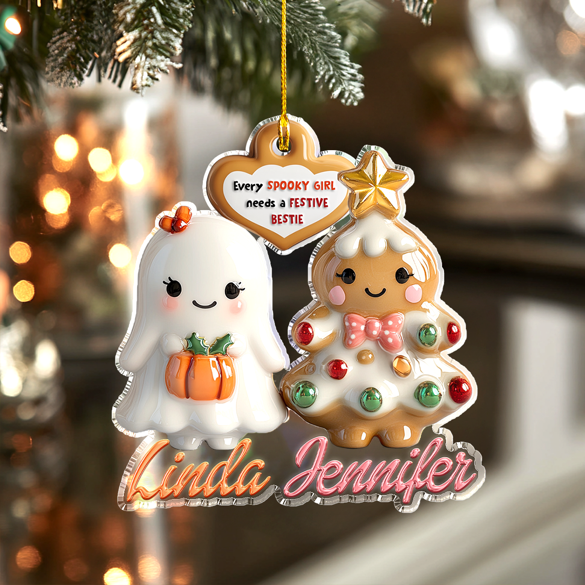 Shineful Personalized 2D Acrylic Ornament Festive Friends Forever