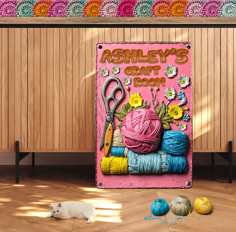 Shineful Personalized 2D Metal Sign Yarn Sanctuary