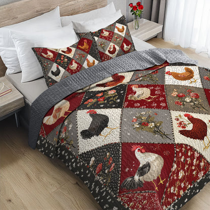 Shineful All Season Quilt 3-Piece Set Chicken Beautiful