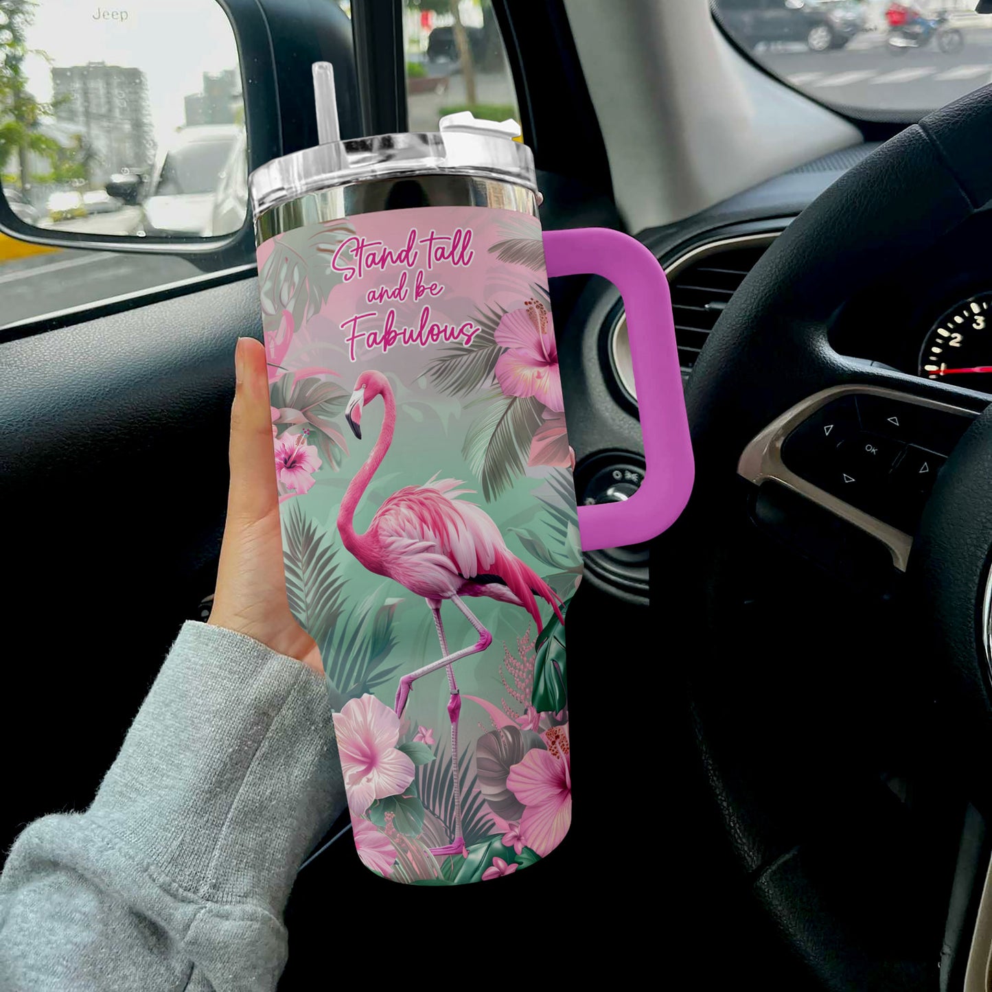 Shineful Tumbler Serene Flamingo Retreat