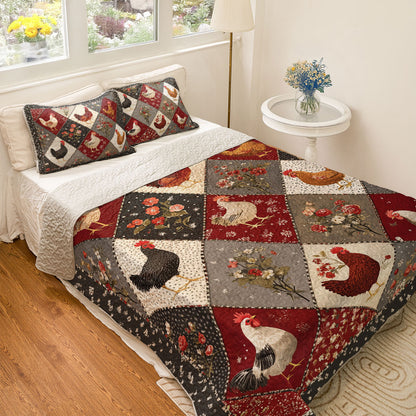 Shineful All Season Quilt 3-Piece Set Chicken Beautiful