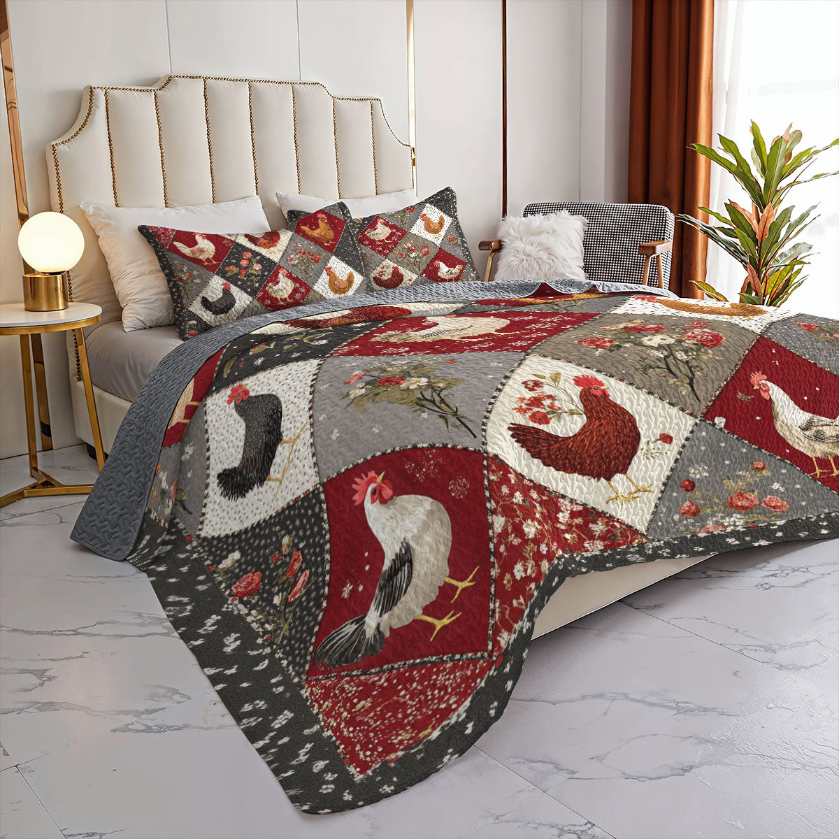 Shineful All Season Quilt 3-Piece Set Chicken Beautiful